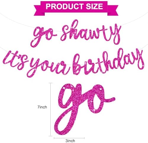 BEISHIDA Rose Red Pre-Strung Go Shawty It's Your Birthday Banner Decor - Image 2