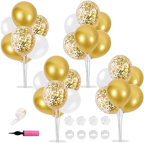 TONIFUL 4 Set White Gold Balloon Stand Balloon Centerpiece for Table Decor by TONIFUL