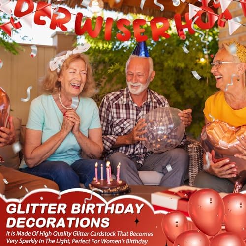 Fulmoon Older Wiser Hotter Banner Birthday sign, Bright Red - Image 4