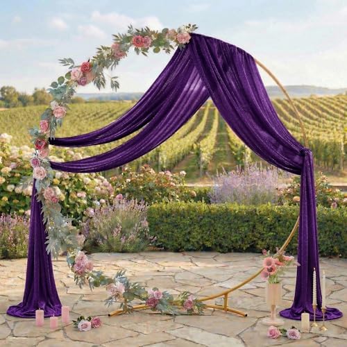 Pack of 2 Wedding Arch Drape Panel Fabric 30" x 30ft - Cadbury Purple - Image 3