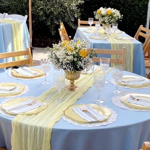 6 Pcs Butter Yellow Cheesecloth Table Runner 118" Cloth Runner - Image 5