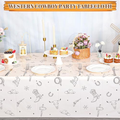 6 Pack Western Cowboy Party Decorations Tablecloth, Rodeo Table Covers - Image 3
