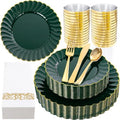 YOUBET 175PCS Green Scalloped Plastic Plates for Party Wedding by YOUBET