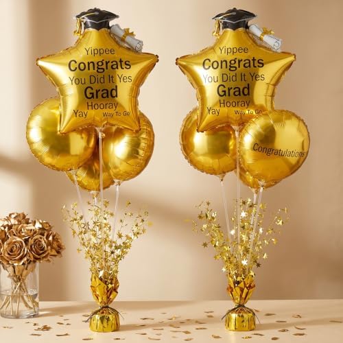 12 Pcs Party Decorations Centerpieces for Tables, Gold Metallic Foil Star Spray Table Centerpieces for Birthday New Year Wedding Anniversary Graduation Holiday Party Supplies - Image 5