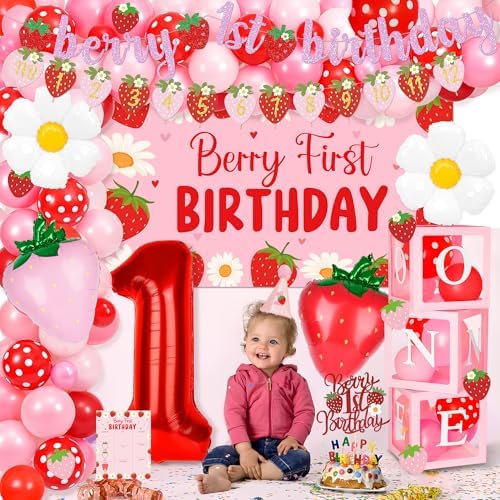 Kriyokiaa Berry First Birthday Decorations, Strawberry Party Kit - Image 4