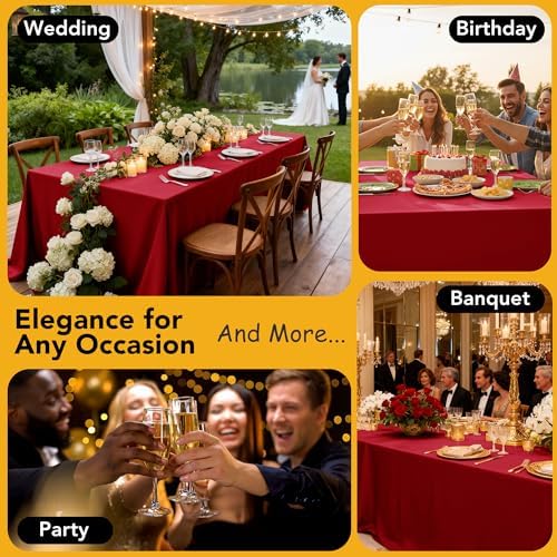 10-Pack Red Tablecloths for Rectangle Tables, 60 x 120 Inches - Image 5