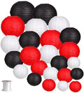 24pcs Hanging Round Paper Lanterns Red and Black Party Decorations by zilue