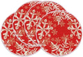 Christmas Round Placemats Set of 4 Red Snowflakes Decorations by Meetcolor