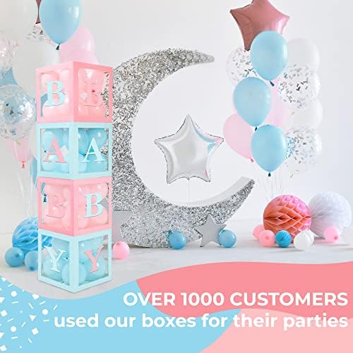 44-Pc Baby Shower Boxes & Balloons, Gender Reveal - Macaron Blue & Pink - Image 2
