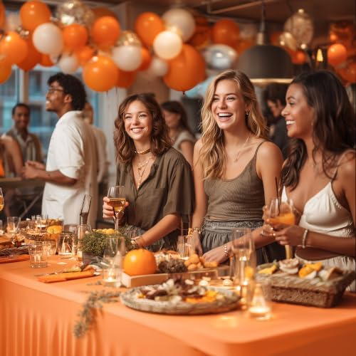 Shillance 2 Packs Orange Spandex Tableclothes for 4 Foot Rectangle Table, Spandex Table Covers 4FT Stretch Table Skirts Rectangle Wrinkle Free Fitted Tablecover for Event, Wedding, Banquet & Parties - Image 6