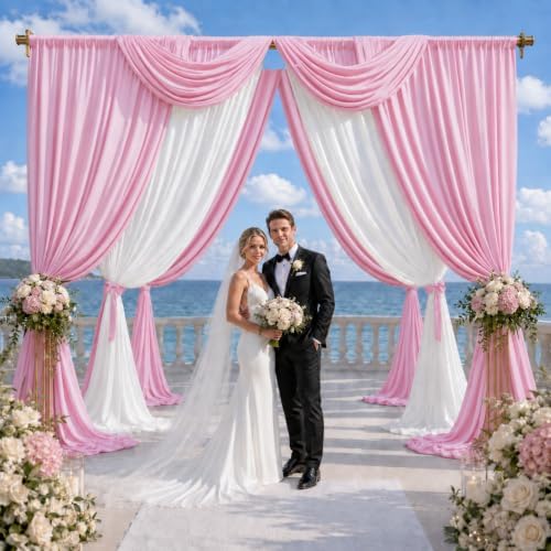 10x10 FT Pink Backdrop Curtains for Weddings, Parties and Photo Booths - Image 2