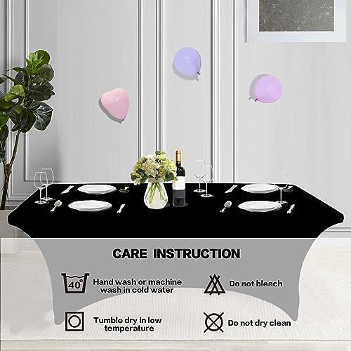 IVAPUPU 8FT Black Table Cloth for Rectangular Spandex Table Cover - Image 5