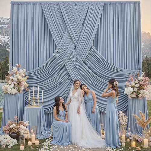 20ft x 12ft Dusty Blue Backdrop Curtains for Parties, Wrinkle Free 4 Panels Photo Backdrop Drapes Back Drop Cloth for Wedding Birthday Photography Background Decor - Image 5