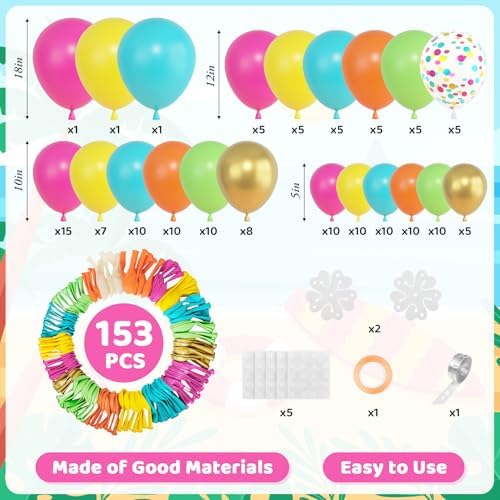 Amandir 153pcs Tropical Balloons Arch Garland Arch Kit Different Sizes - Image 2