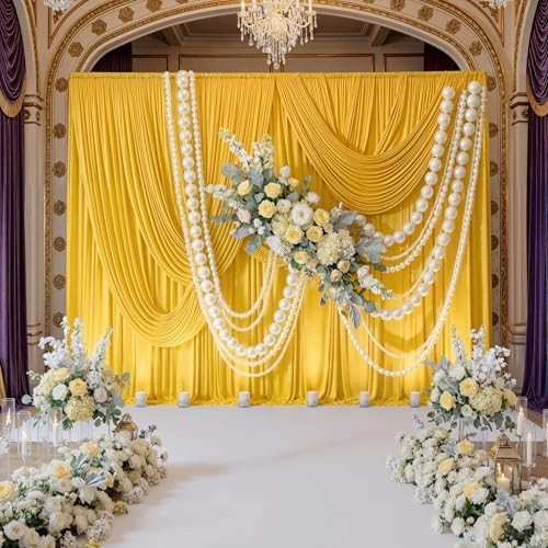 30ft x 10ft Wrinkle Free Yellow Backdrop Curtains for Parties, Thick Polyester Lemon Backdrop Drapes for Birthday Party Wedding Photography Background Baby Shower - Image 3