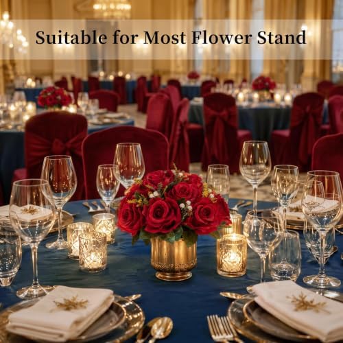 BLOSMON Faux Flower Centerpieces for Wedding Tables, 10 Pcs, Crimson Red - Image 2