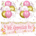We Appreciate You Decorations Pink Gold Appreciate You Banner Yard Sign with 18 Pcs Balloons Thank You for All You Do Banner Employee Staff Appreciation Gifts Teacher Doctor Appreciation Party Decor by Unknown