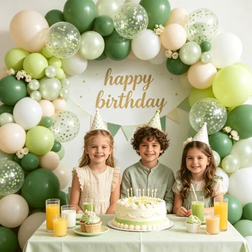 Blocesa Pearl Green White Balloons Arch Kit Double Stuffed, Party Decor. - Image 5