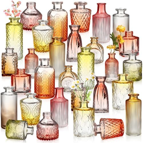 Yaomiao 30 Pcs Glass Bud Vases Centerpieces, Orange Yellow Gradient Series by Yaomiao