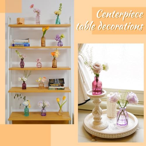 12PCS Mixed Colored Bud Vases Colorful Vintage Flower Vase for Centerpieces - Image 7