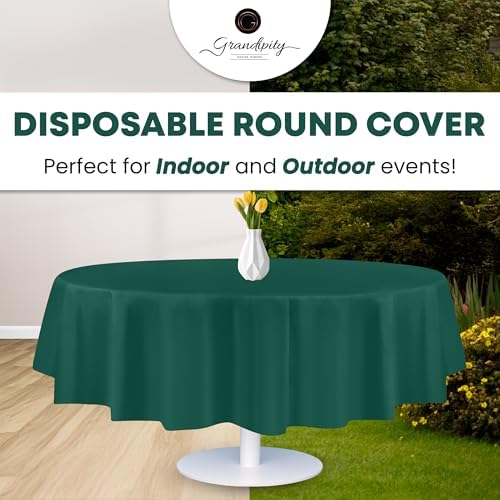 Grandipity Plastic Table Cloth Disposable 12 Pack 84" Round Dark Green - Image 5