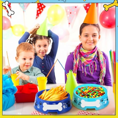 CroBlissful 12 Set Dog Paw Bowl Puppy Birthday Party Decor,Blue and Orange - Image 6