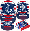 gisgfim 50 Guests Nautical Anchor Party Supplies Anchor Theme Plates and Napkins Plastic Forks Sailor Boat Ship Tableware Nautical Paper Plates for Baby Shower Birthday Party Boys Girls Kids 200PCS by gisgfim