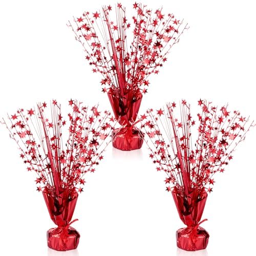 Crowye 3 Pieces Metallic Foil Spray Centerpiece Birthday Table Decoration Star Burst Centerpieces Graduation Table Decor for Birthday 2026 Party Holiday(Red) by Crowye