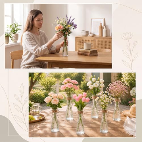 Set of 18 Clear Glass Bud Vases for Centerpiece, Water Ripple - Image 6