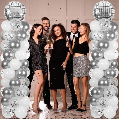 2 Set Disco Ball Balloon Column Stand Adjustable Silver Disco Balloon Decor - Image 5