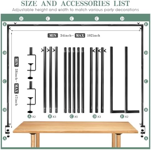 Over The Table Rod Stand with Clamps for Wedding, Birthday, Party - Image 2