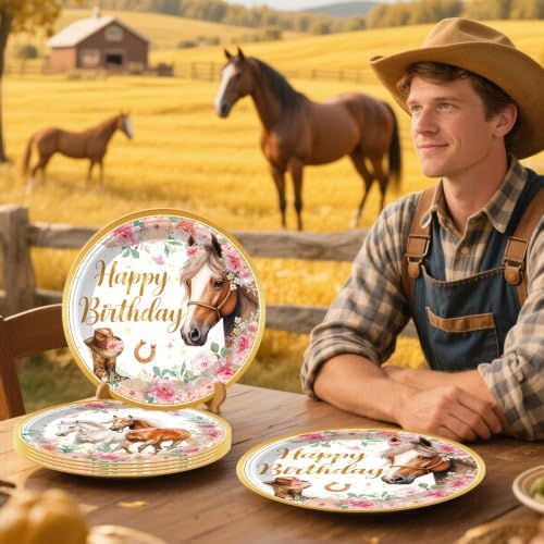Xynic 361Pcs Horse Birthday Decorations Tableware Set, 50 Serves - Image 5