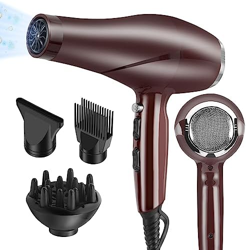 2000 Watt Hair Dryer, ARDIRO Blow Dryer with Diffuser Comb Concentrator for Women Men, Negative Ionic Quiet Hairdryer with Powerful Fast Dryring AC Motor for Curls by ARDIRO