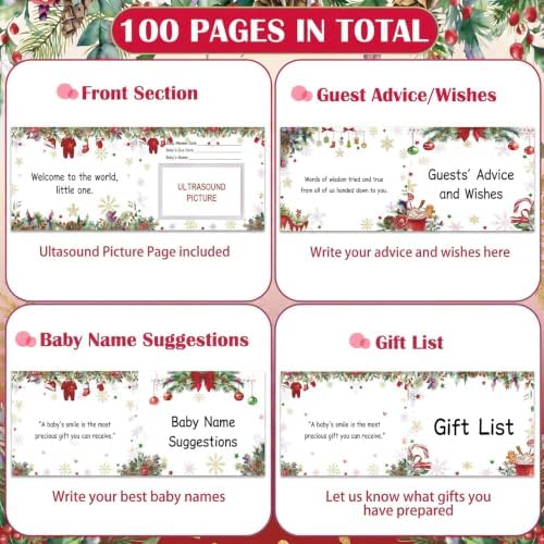 Fuyoooo 27 Pcs Christmas Baby Shower Guest Book Gold Pen Photo Corner - Image 3