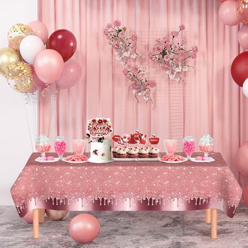167Pcs Happy Birthday Decorations for Women with Butterfly Sticker Cupcake Toppers, Burgundy Balloon Arch Kit Maroon Rose Gold Balloons Backdrop Tablecloth Floral Burgundy Birthday Party Supplies - Image 6