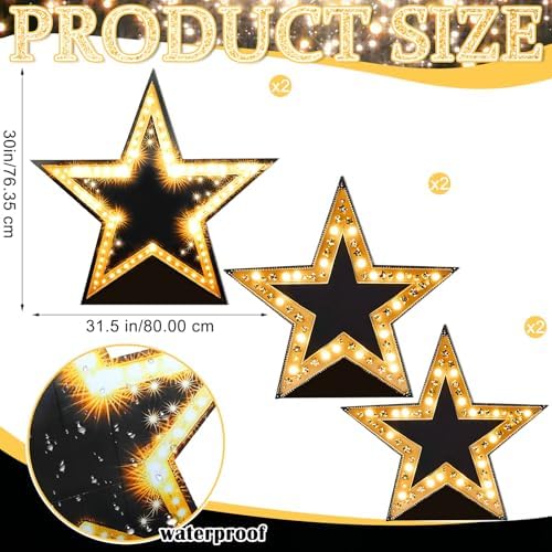 Leinuosen 6 Pcs 25.8"-31.5" Star Starry Night Movie Night Party Decorations Graduation Under the Stars Cardboard Cutout Stand-up Prom Award Homecoming Wedding Birthday Party Photo Prop Backdrop Decor - Image 2