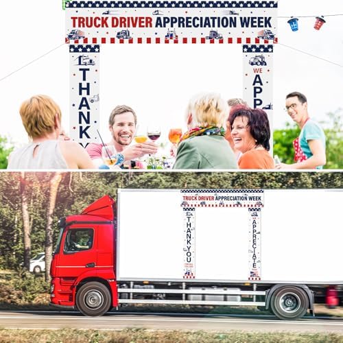 Smoothnovelty 3 Pcs Red and Blue Truck Driver Appreciation Banner - Image 6