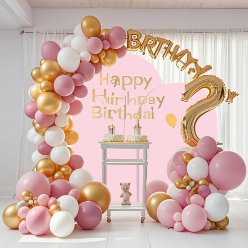SuuWoee Wedding Arch Backdrop Stand Set of 2 With Pink Cover (7.2FT+6FT) - Image 7