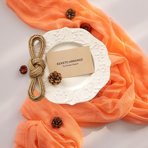 3Pcs Coral Peach Cheesecloth Table Runner 120 Inches for Party Home Decor - Image 3