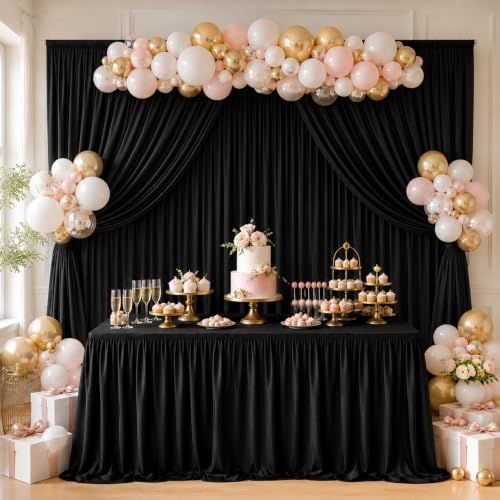 Black 5ft x 10ft Backdrop Curtain - Image 2