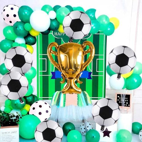 Soccer Party Balloons Set, 32 Inch Champion Trophy Mylar Foil Balloon and 6pcs Football Helium Foil Balloons, Sport Decor for Boys Kids Soccer Ball Fans Birthday Party Decoration Supplies - Image 7