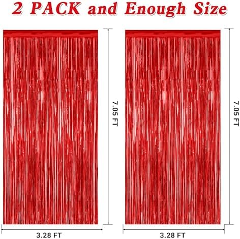 ZATAYE 2 Pack Red Foil Curtain Backdrop Birthday Party Decorations - Image 2
