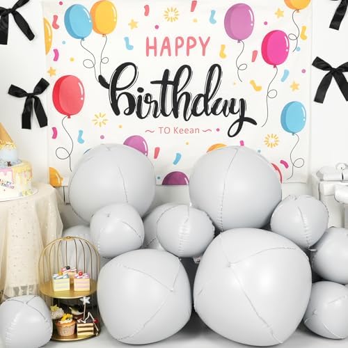 12PCS Matte White Round Foil Balloons 22" 15" 10" Large Balloons - Image 3