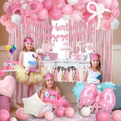 Pink Bow Birthday Party Decorations Coquette Bow Decoration for Women Girls - Image 6