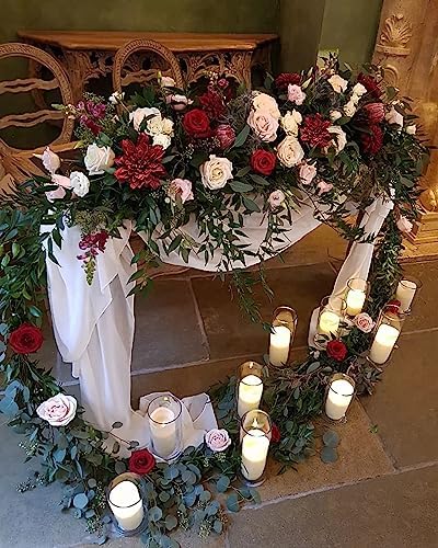 FACINOC Roses Artificial Flowers Red Bouquet Box Set Fake Flower for DIY Bridal Wedding Shower Decorations Centerpieces for Table Faux Silk Floral Arrangement for Party Home Decor Indoor Burgundy - Image 5