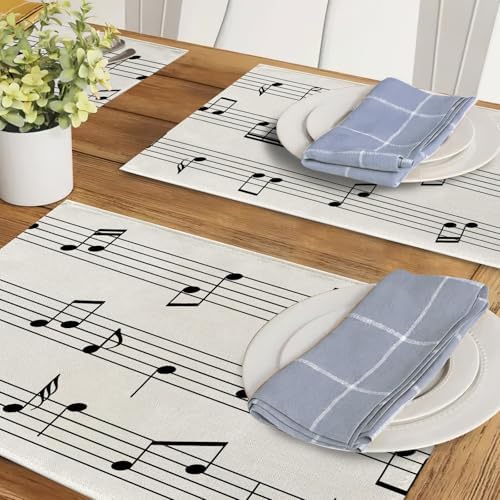 Vintage Music Sheets Placemats Set of 4, Retro Musical Notes Staff - Image 6