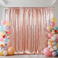 SquarePie 6x8ft Rose Gold Sequin Backdrop, High Density Non-Transparent Glitter Curtain for Photography, Birthday, Wedding Party Decorations, Thick Solid Background with 4" Rod Pocket, 1 Panel by SquarePie