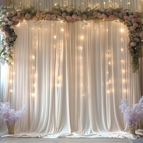 30x10ft Wrinkle Free Ivory Backdrop Curtain for Parties Soft Fabric Drapes Wedding Ivory Curtain Backdrop for Birthday Party Decorations Background for Photography 5x10ft,6 Panels - Image 2