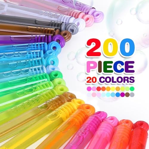 200 Pack Mini Bubble Wands Bulk, 20 Color Bubbles Party Favors Display Box - Image 2