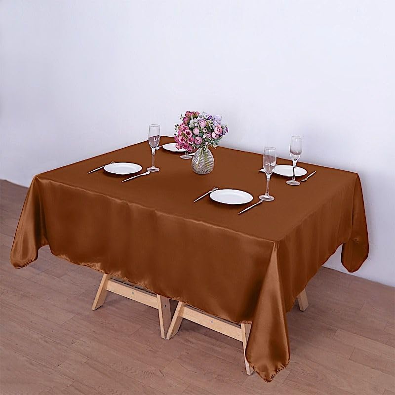 10 pcs 72x72 inch Cinnamon Brown Square Tablecloth Satin Fabric Overlays Linens | Table Cloths Cover for Wedding Party Banquet Reception Events Decoration Kitchen Dining Events Kitchen Dining - Image 6